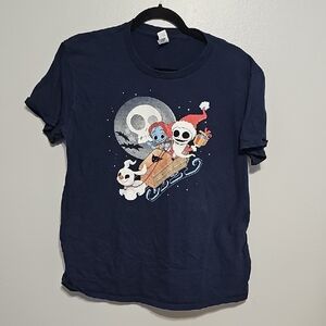 Navy Nightmare Before Christmas L Graphic T-Shirt with Halloween Design
